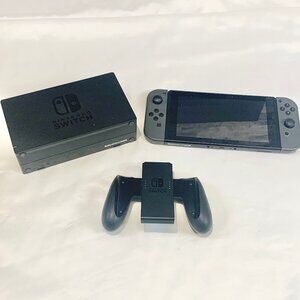 Nintendo Switch HAC-001 Console System w/ Gray Joy-Cons & Dock Tested NO CABLES